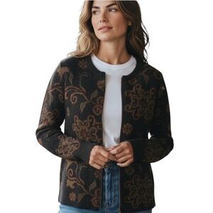 Peruvian Link Alpaca Blend Floral Patterned Women's Sweater Sz Med